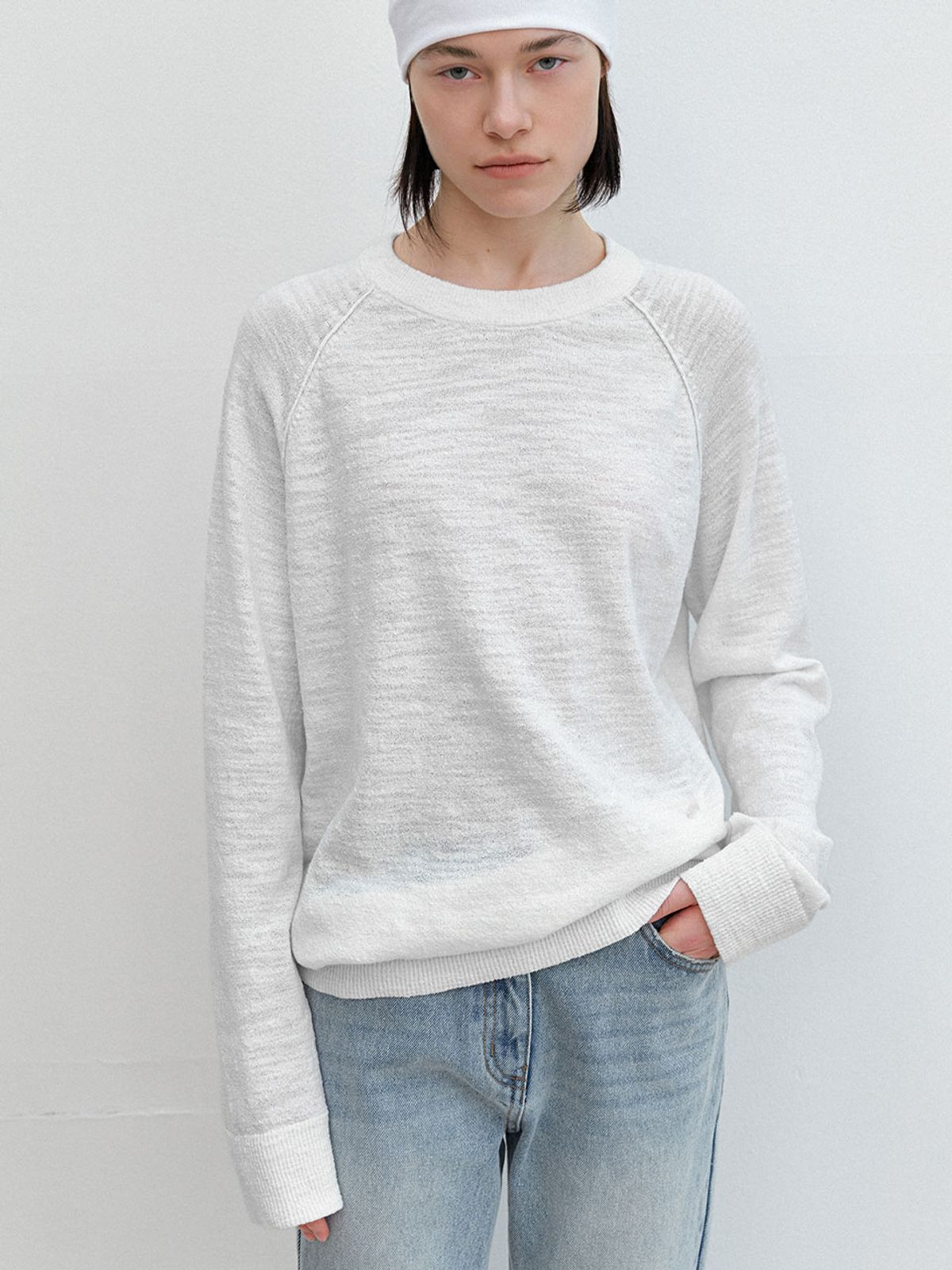 아틀리에 나인(ATELIER NAIN) AN COTTON SLUB MINIMAL RAGLAN KNIT (T-7185)