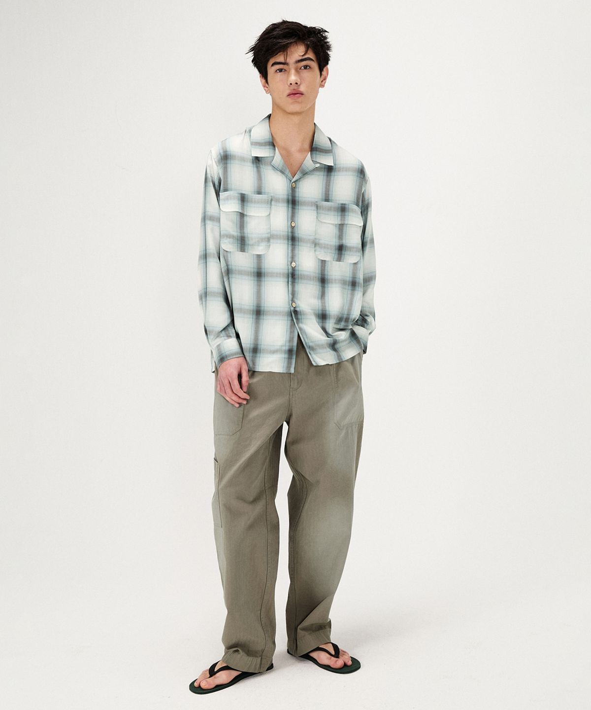 셔터(SHIRTER) FLUID CHECK BOXY SHIRT (GREEN)
