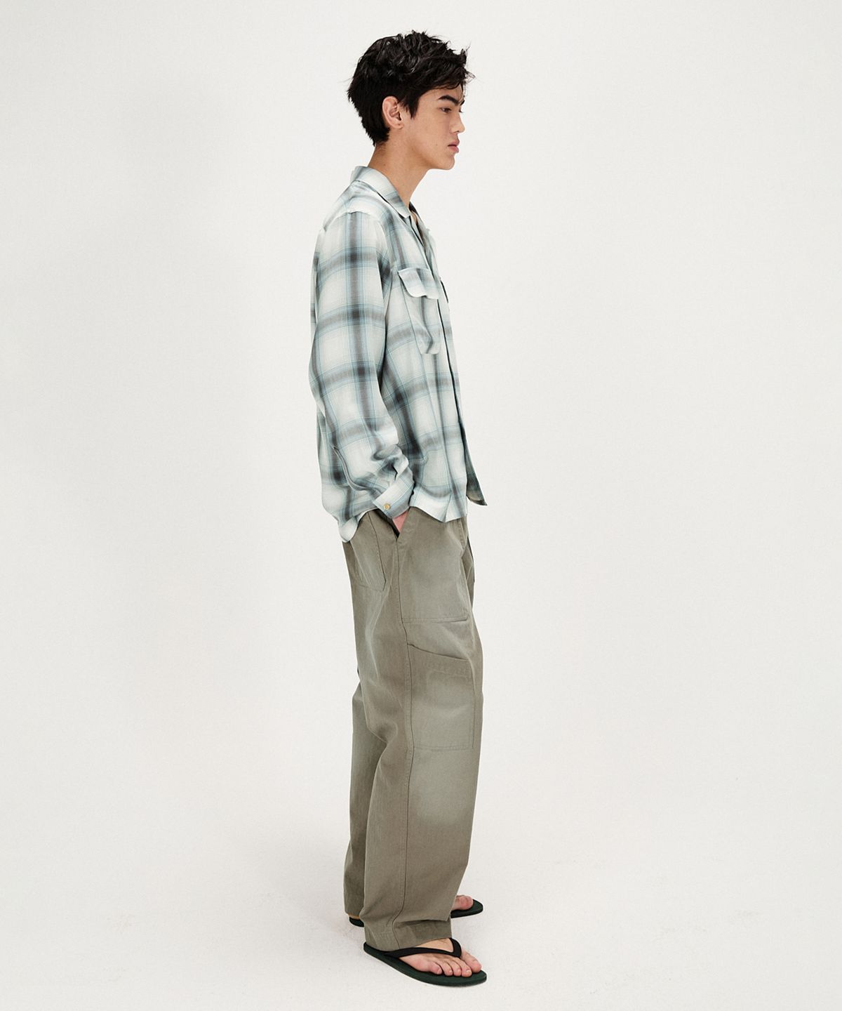 셔터(SHIRTER) FLUID CHECK BOXY SHIRT (GREEN)