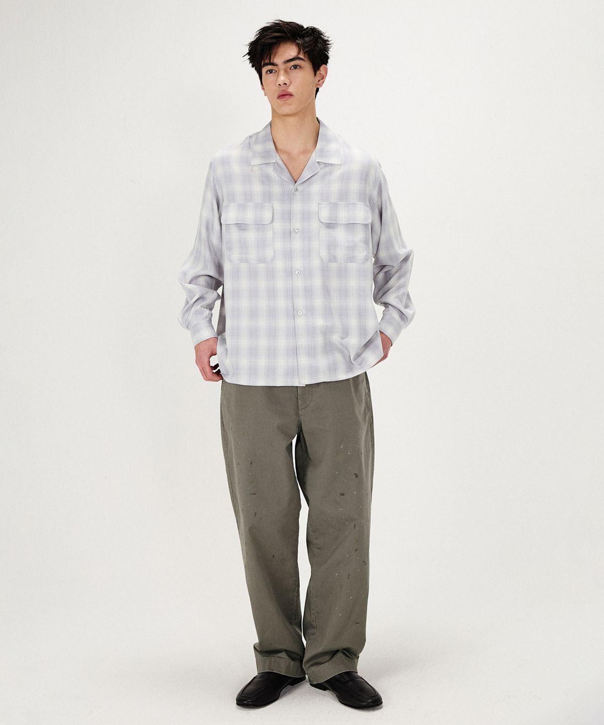 셔터(SHIRTER) FLUID CHECK BOXY SHIRT (GREY)