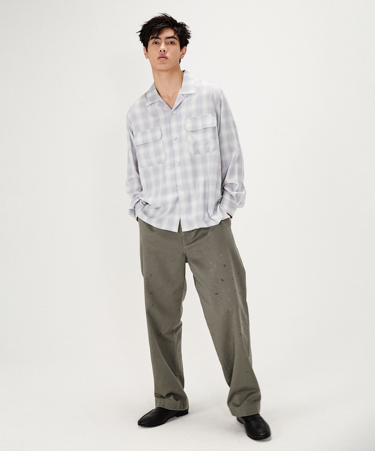 셔터(SHIRTER) FLUID CHECK BOXY SHIRT (GREY)