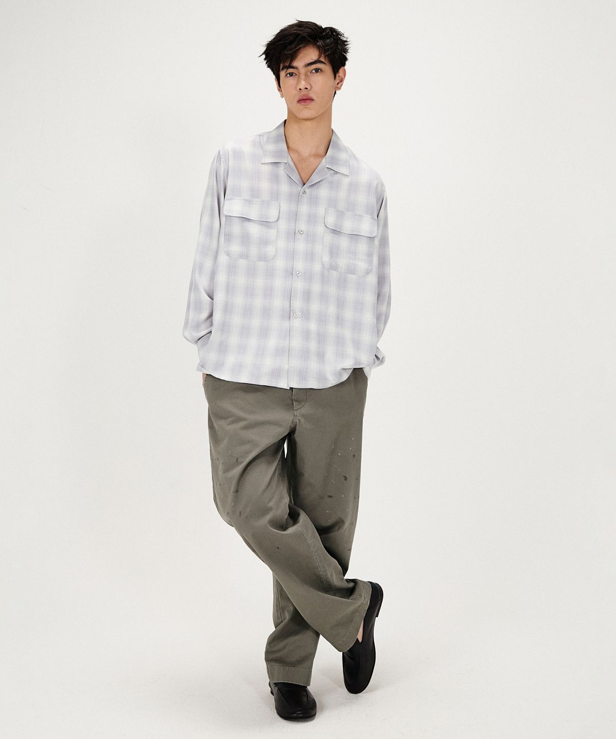 셔터(SHIRTER) FLUID CHECK BOXY SHIRT (GREY)