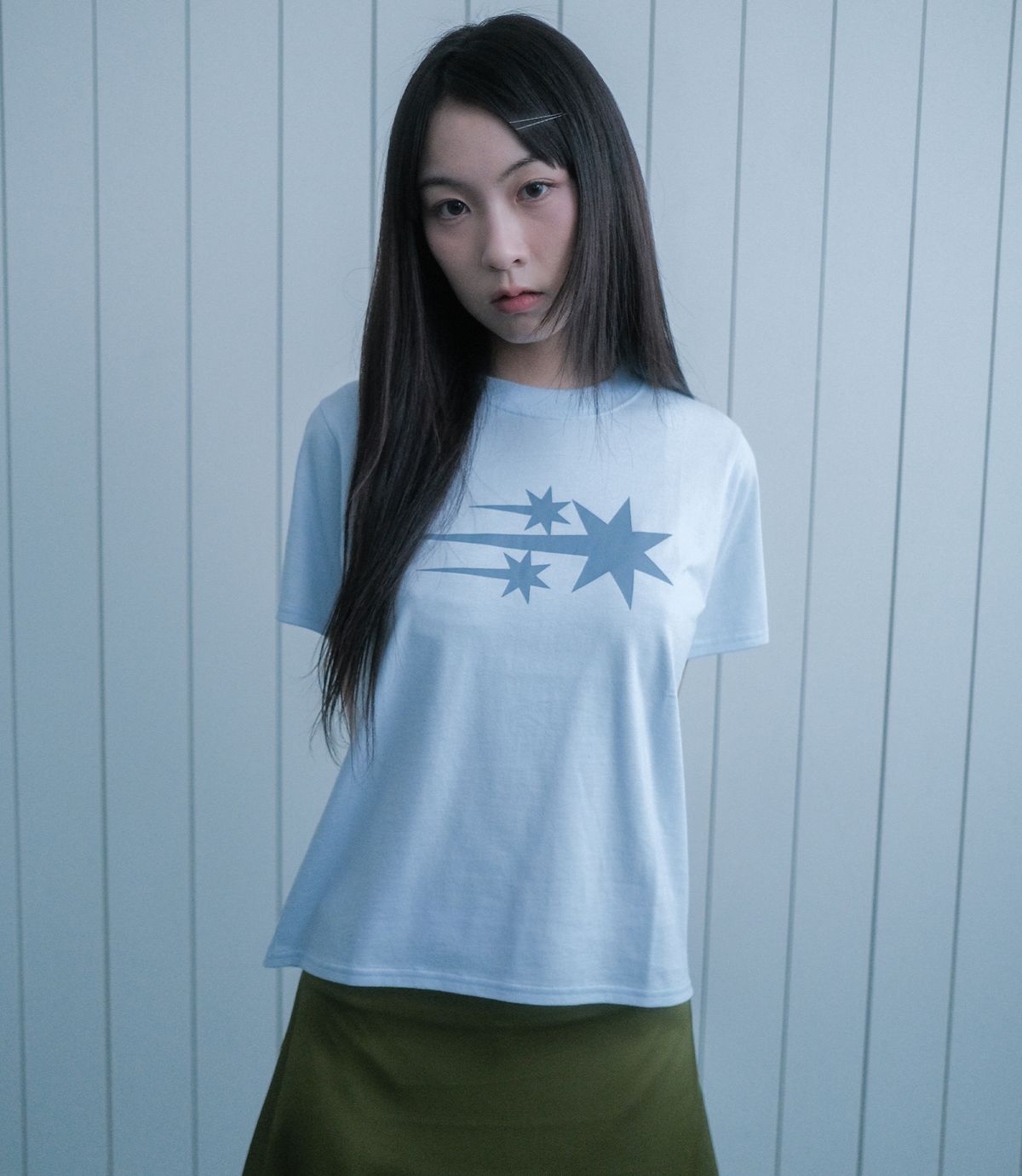 나이스고스트클럽(NICEGHOSTCLUB) 3STARS SYMBOL CROP SLIM TEE_SKYBLUE(NG2FMFT538A)