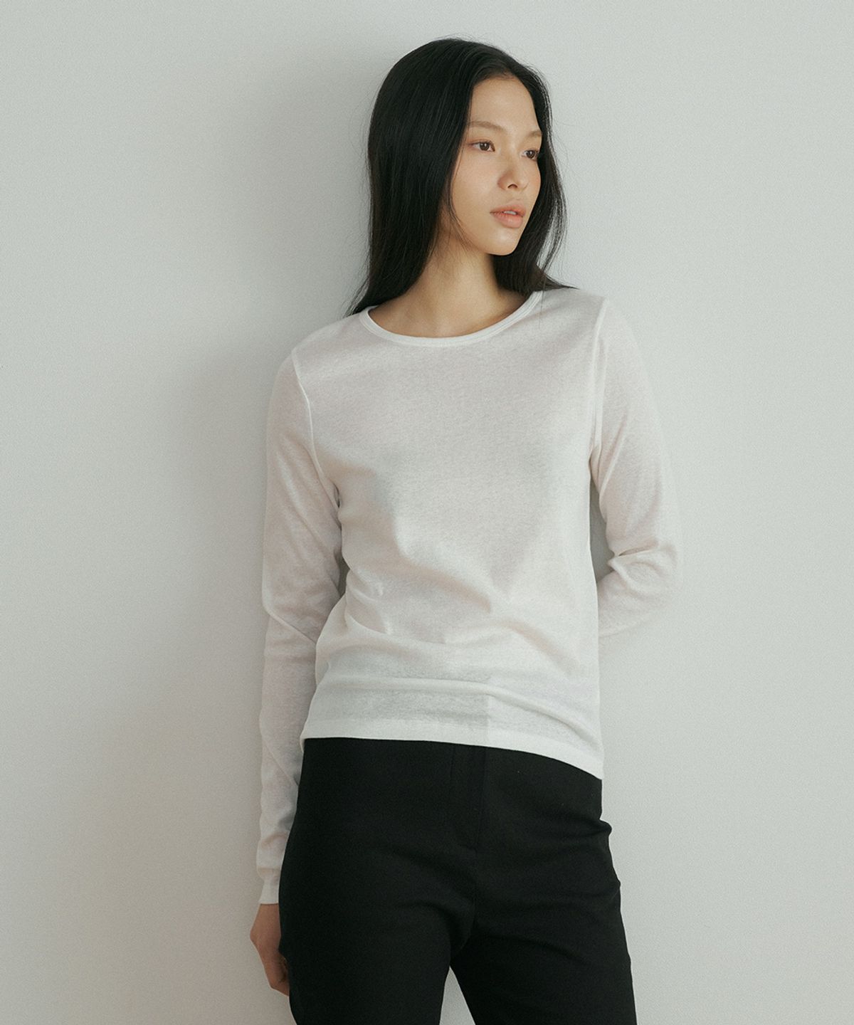 링서울(LINGSEOUL) soft wool tencel tee-ivory