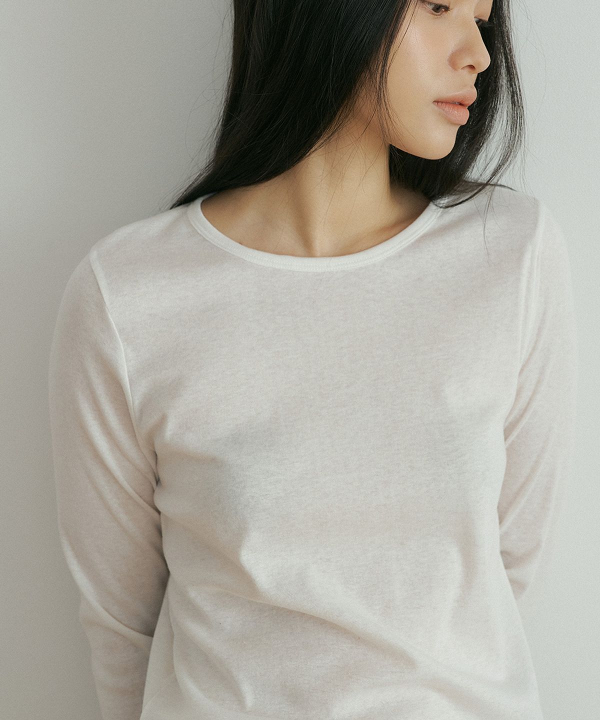링서울(LINGSEOUL) soft wool tencel tee-ivory