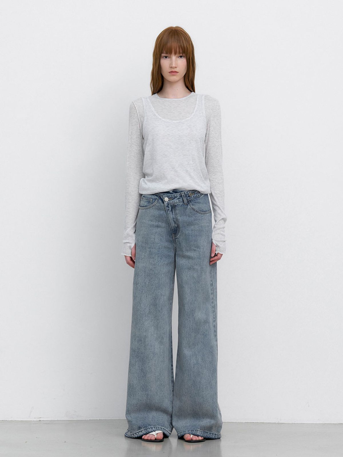 아틀리에 나인(ATELIER NAIN) TWO BUTTON UNBAL DENIM PANTS (PT-5796)