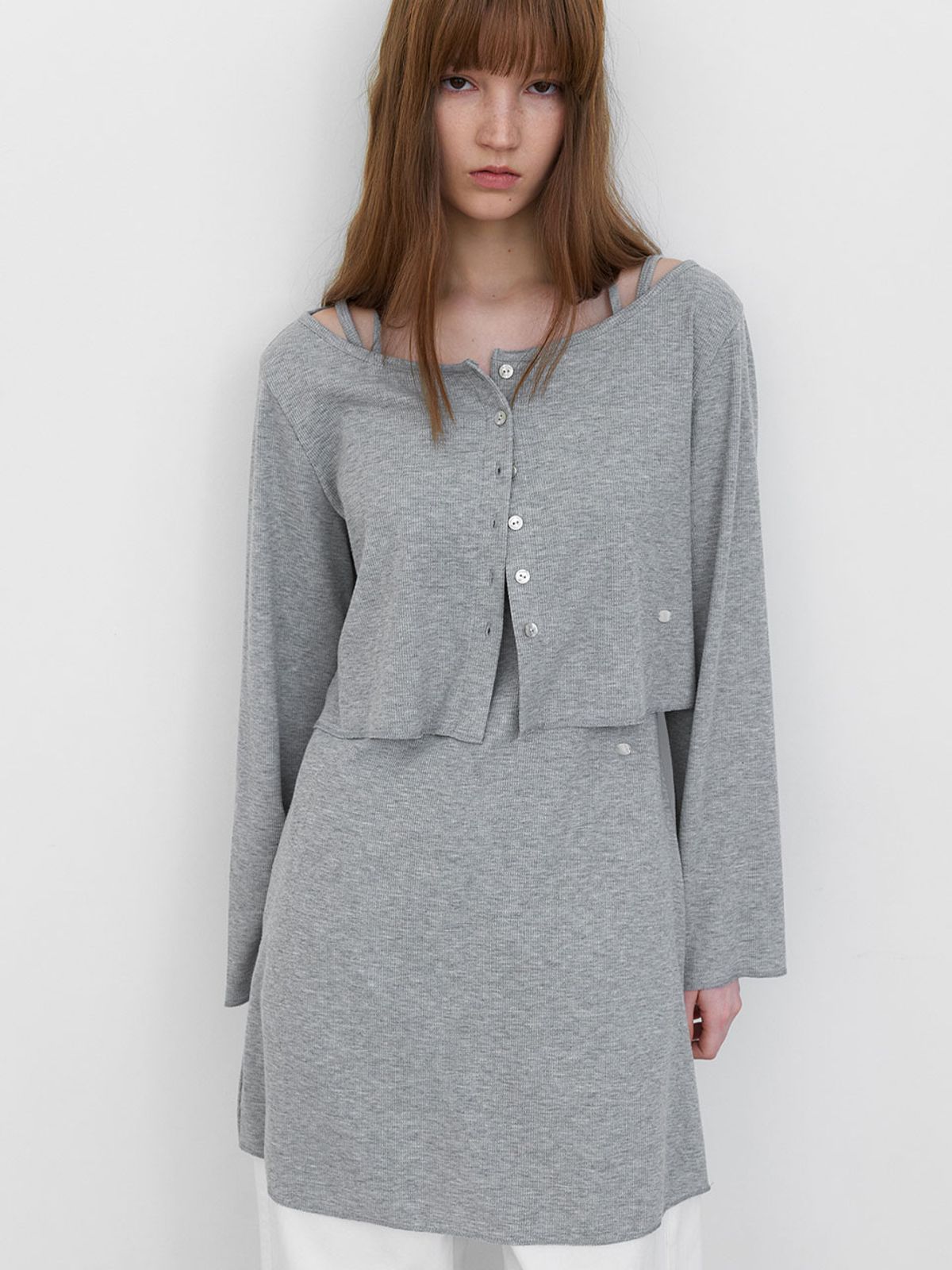 아틀리에 나인(ATELIER NAIN) CARDIGAN SET-UP WAFFLE DRESS S (OP-6343)