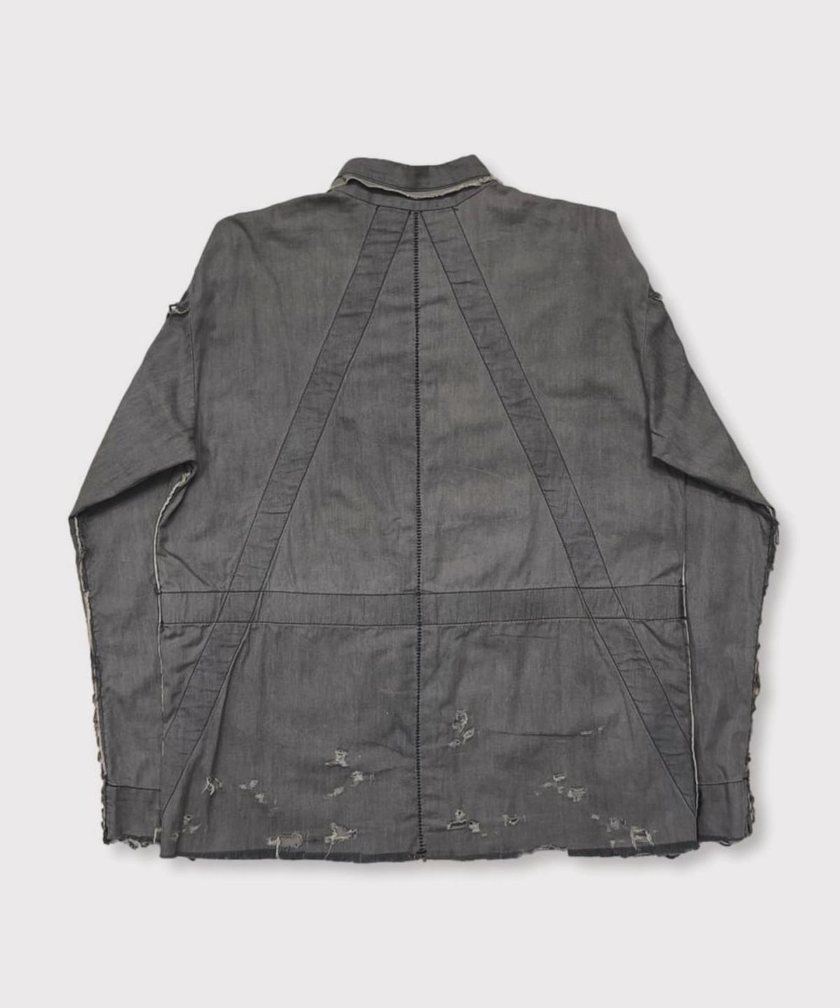 마이너스(MINUS) PW Slash Seam HBT Work Shirt With Damaged (FROM COAL MINE) - DUST GREY