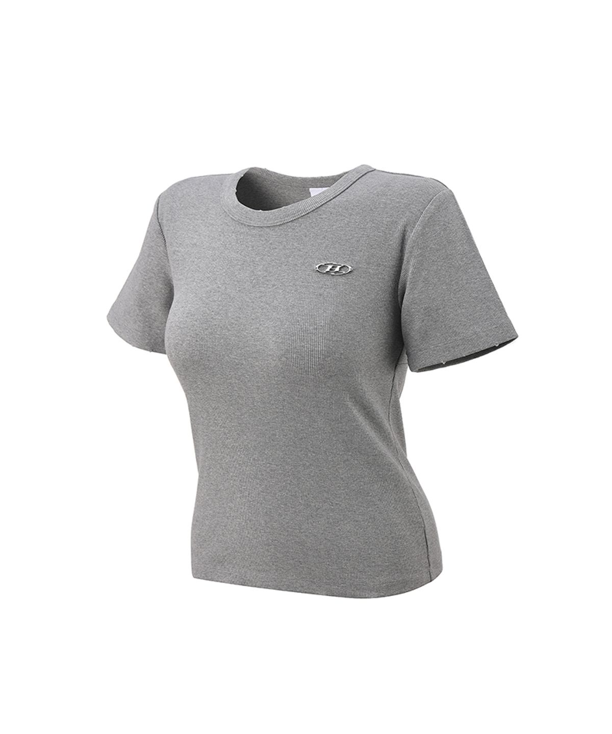 본투윈(BORN TO WIN) W B PENDANT RIBBED T-SHIRTS [MELANGE GREY]