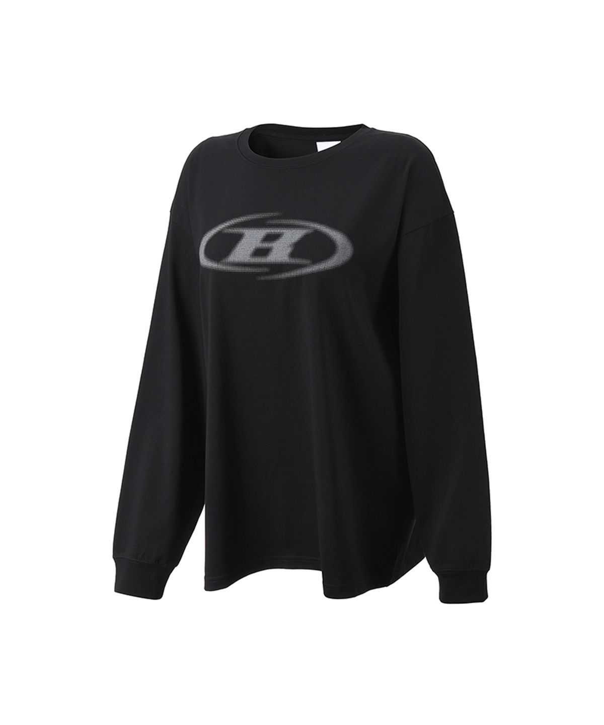 본투윈(BORN TO WIN) W HALFTONE LOGO OVER FIT LONG SLEEVE [BLACK]