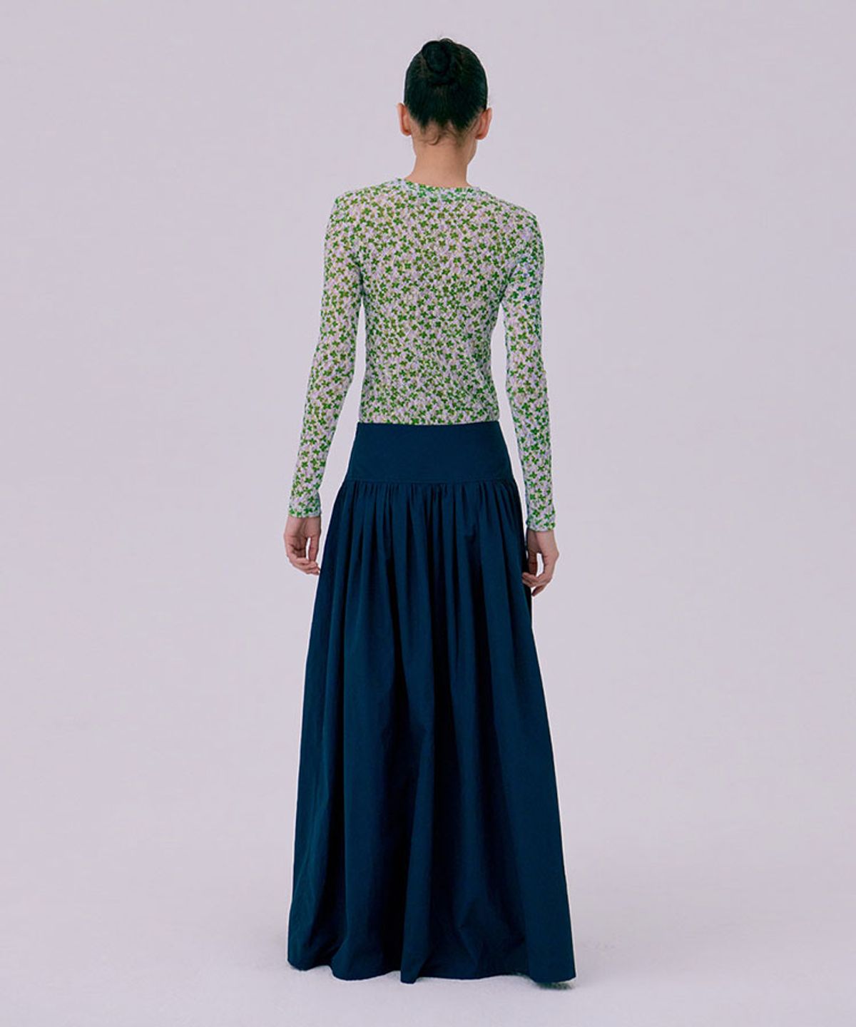 분더캄머(WNDERKAMMER) Shirring Maxi Skirt_Navy(셔링 맥시 스커트_네이비)