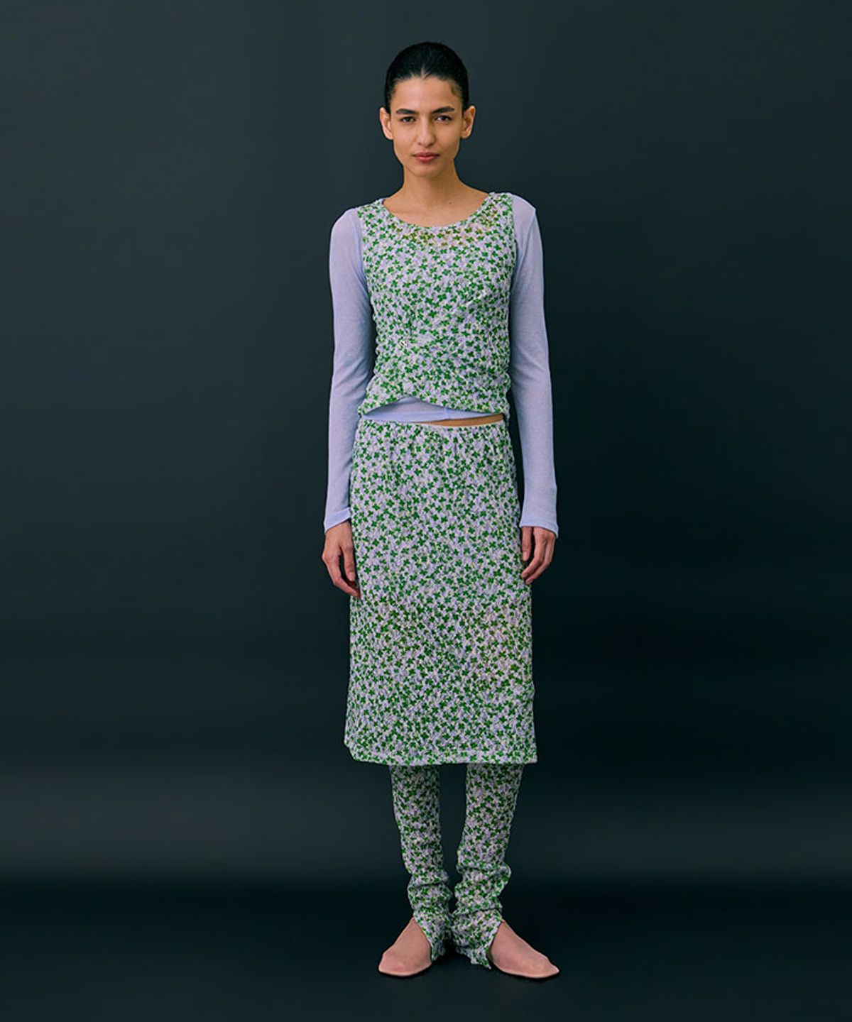 분더캄머(WNDERKAMMER) Floral Skirt_Green(플로랄 스커트_그린)