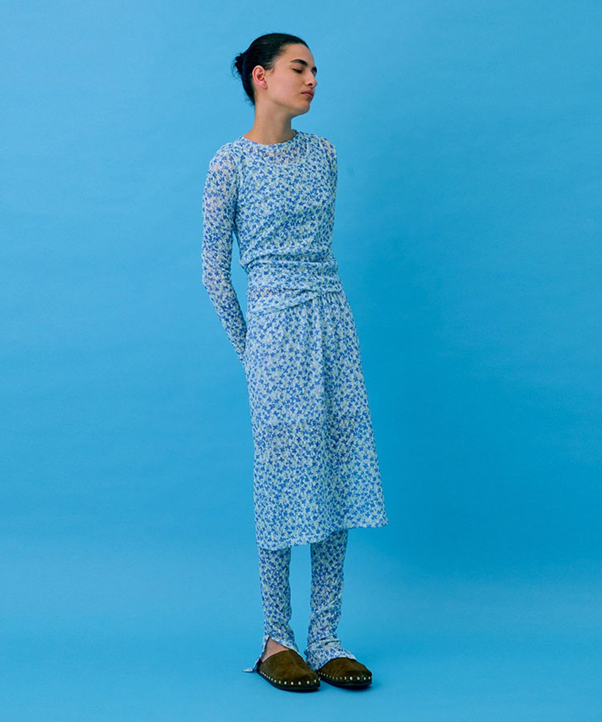 분더캄머(WNDERKAMMER) Floral Skirt_Light Blue(플로랄 스커트_라이트블루)