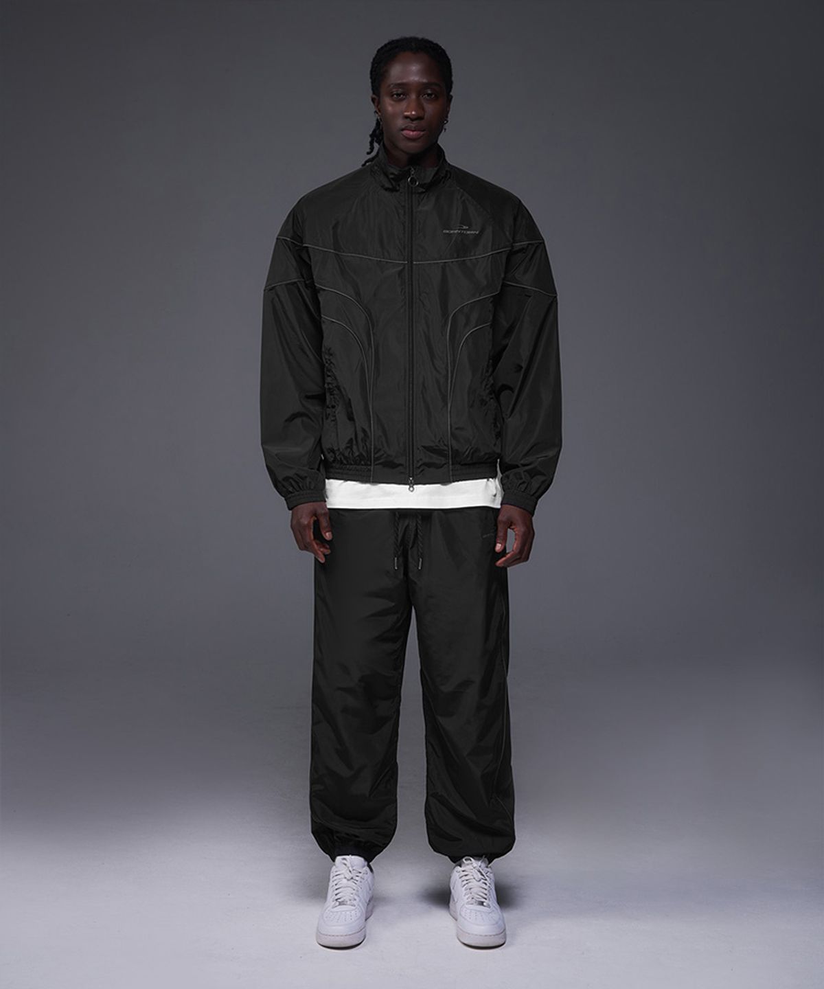 본투윈(BORN TO WIN) WOVEN PIPING TRACK PANTS [BLACK]