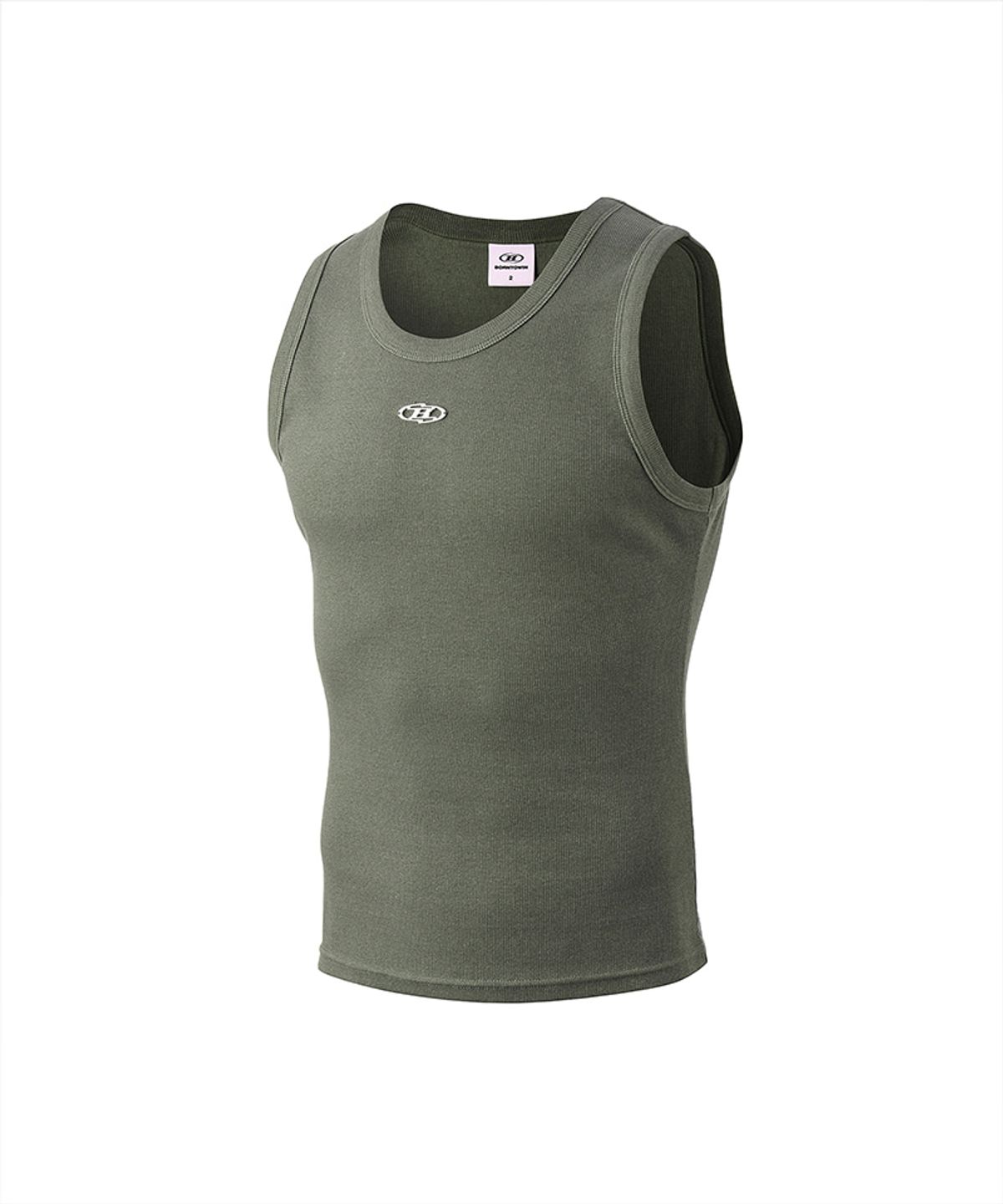 본투윈(BORN TO WIN) B PENDANT PIGMENT RIBBED SLEEVELESS [KHAKI]