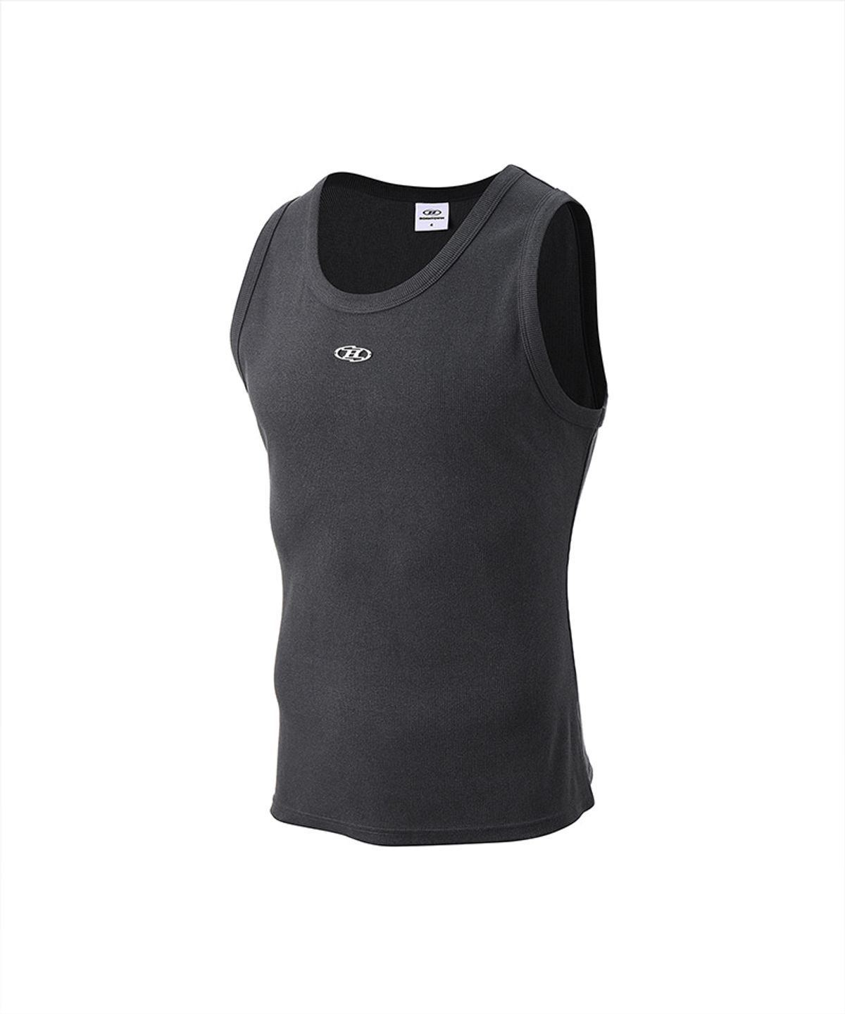 본투윈(BORN TO WIN) B PENDANT PIGMENT RIBBED SLEEVELESS [CHARCOAL]