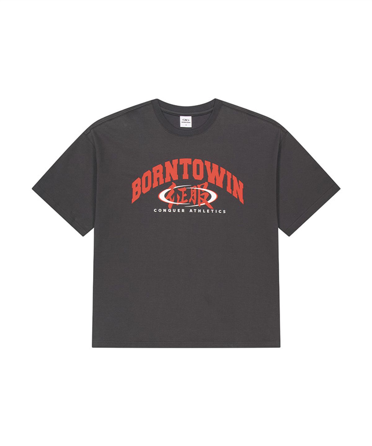 본투윈(BORN TO WIN) CONQUER ATHLETICS SEMI OVER FIT T-SHIRTS [CHARCOAL]
