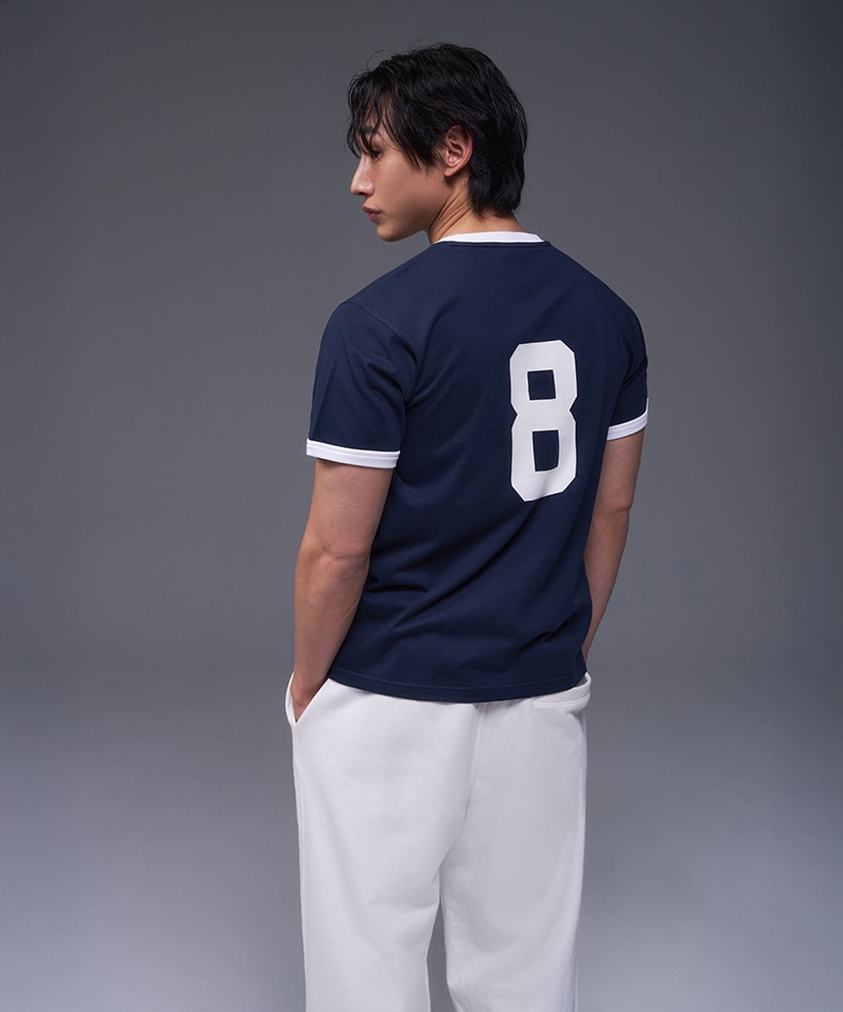 본투윈(BORN TO WIN) NUMBER RINGER REGULAR FIT T-SHIRTS [NAVY]