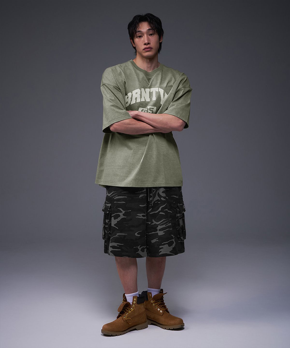 본투윈(BORN TO WIN) BRNTW PIGMENT EXTRA FIT T-SHIRTS [KHAKI]