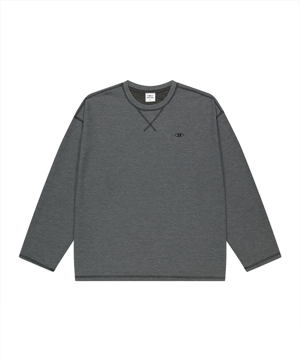 본투윈(BORN TO WIN) B PENDANT WAFFLE LONG SLEEVE [MELANGE CHARCOAL]
