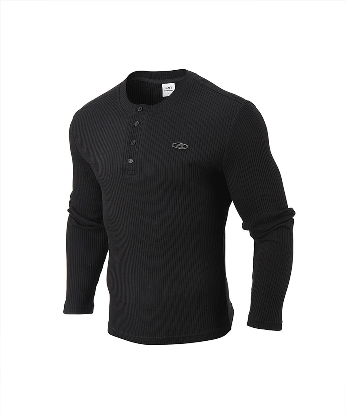 본투윈(BORN TO WIN) B PENDANT HENRY NECK MUSCLE FIT LONG SLEEVE [BLACK]