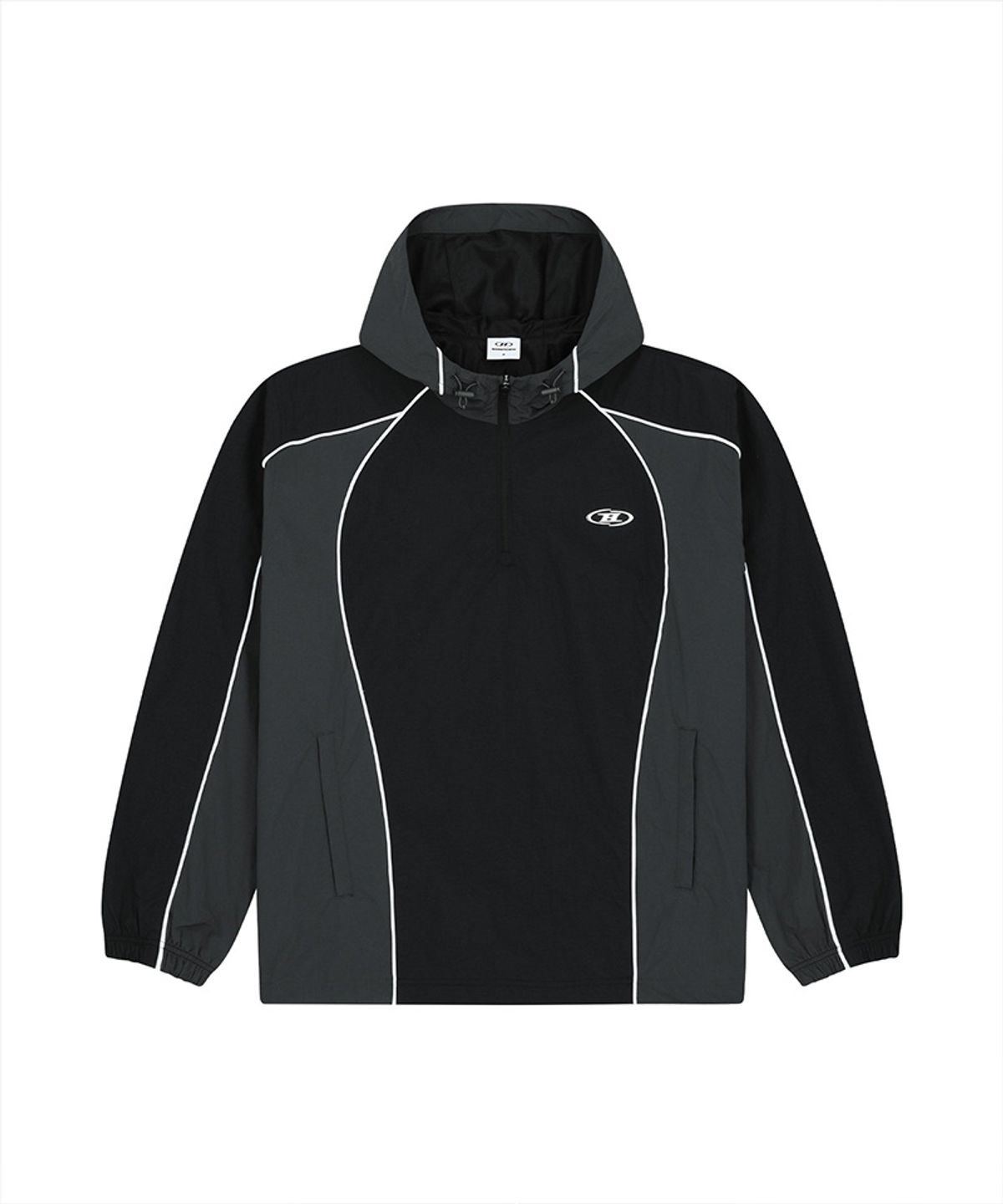 본투윈(BORN TO WIN) NYLON BLOCK ANORAK JACKET [BLACK]