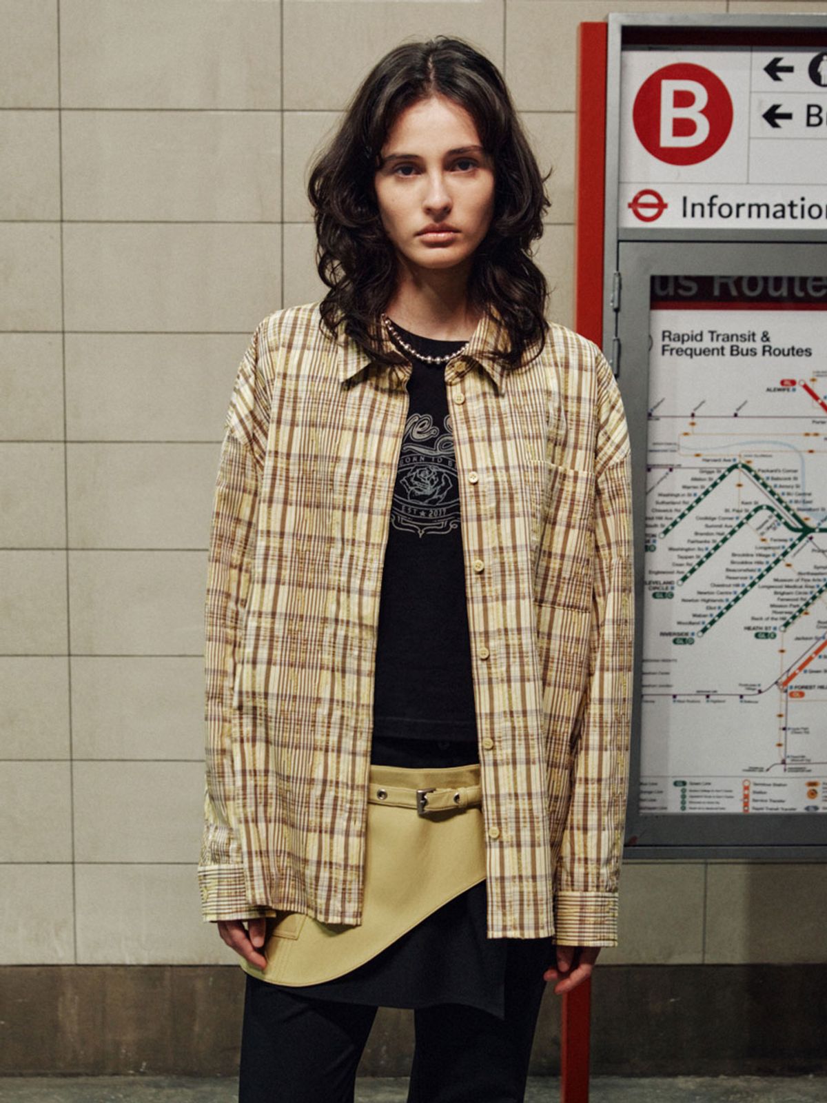 레이브(RAIVE) Oversized Check Texture Shirts VW6SB220_2color