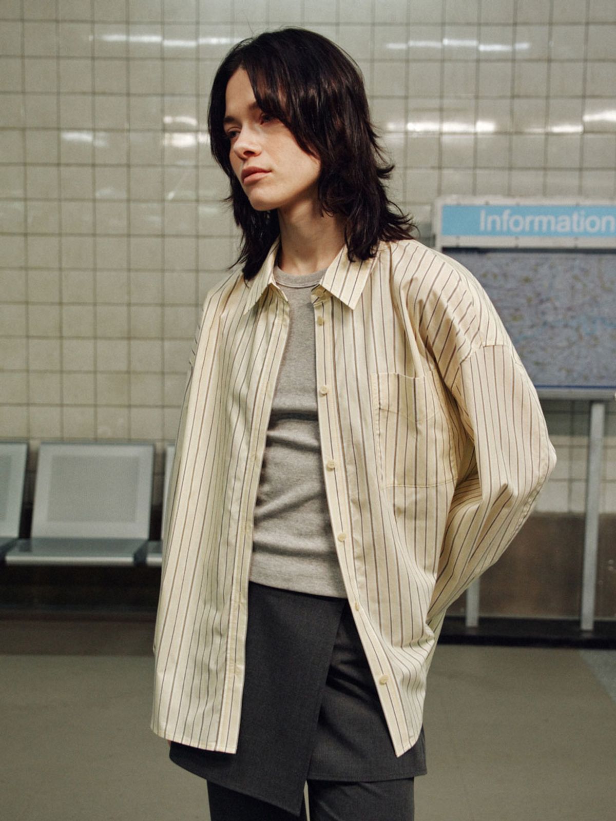 레이브(RAIVE) Oversized Stripe Shirts VW6SB217_2color