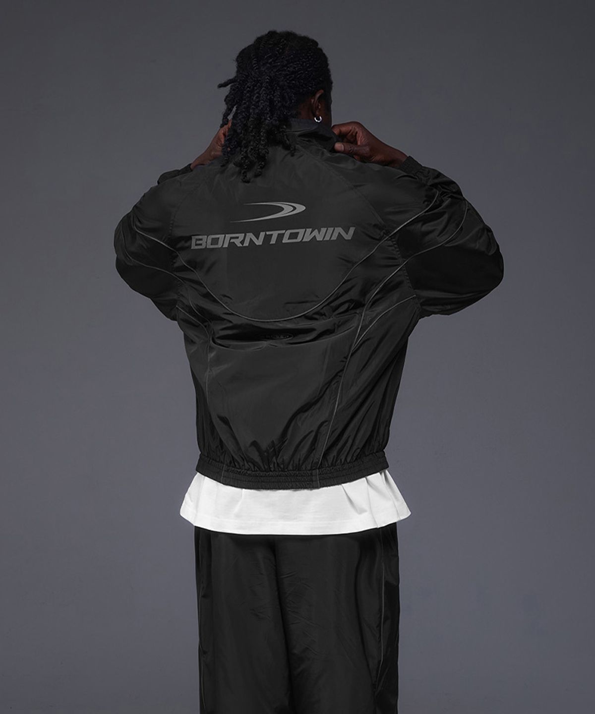 본투윈(BORN TO WIN) WOVEN PIPING TRACK JACKET [BLACK]