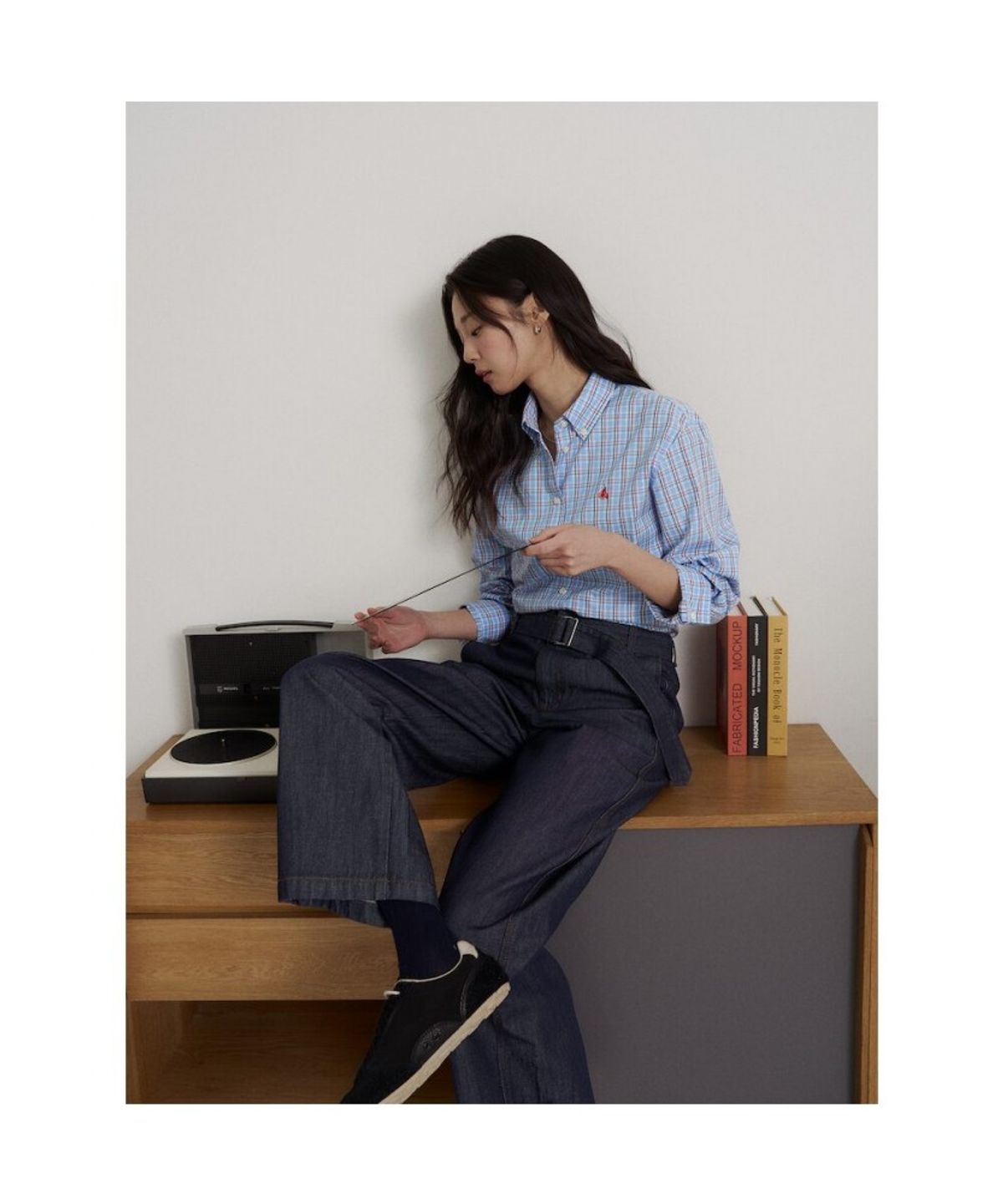 빈폴 레이디스(BEANPOLE LADIES) 그리드 체크 셔츠  스카이 블루 (BF6264C03Q)