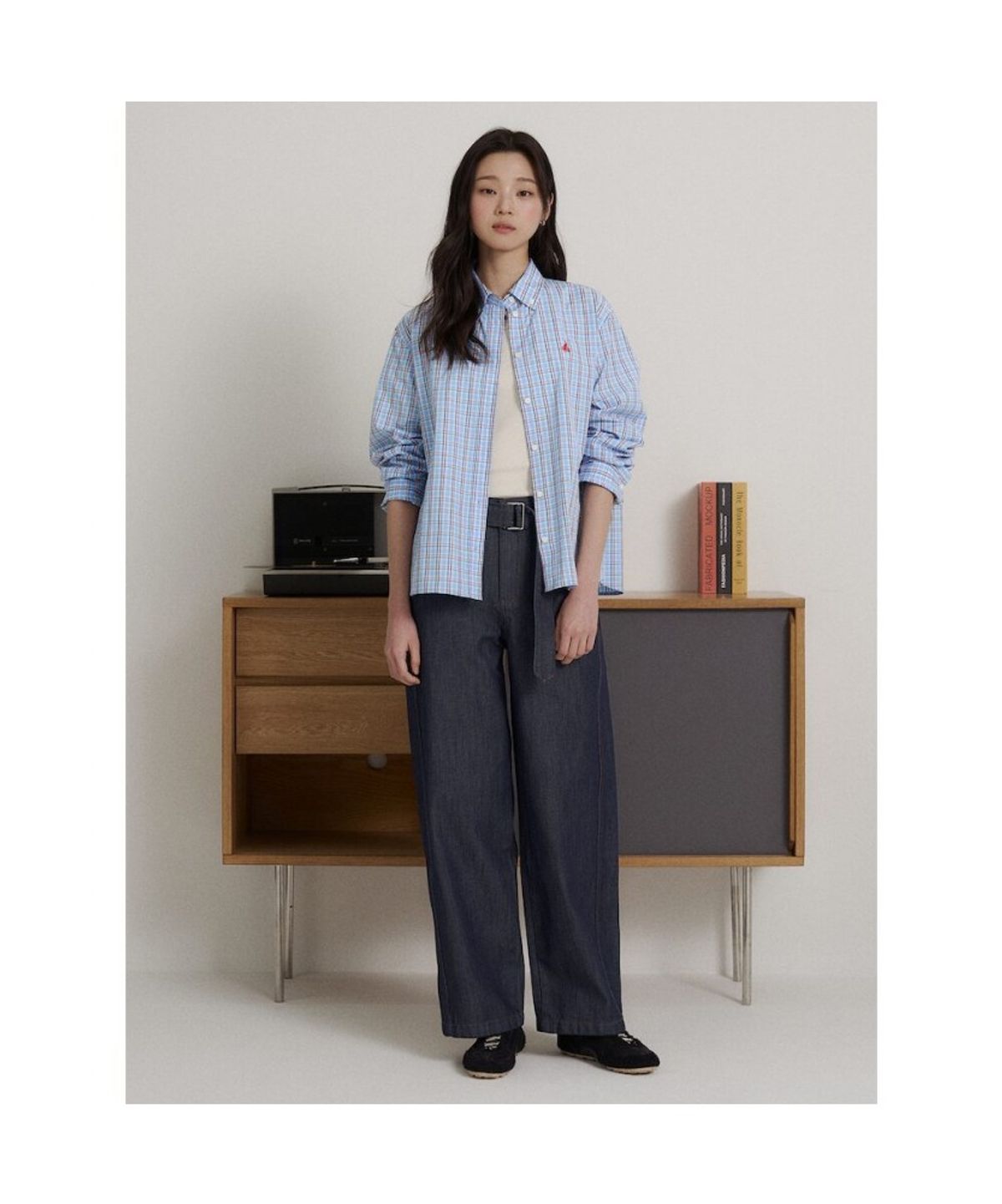 빈폴 레이디스(BEANPOLE LADIES) 그리드 체크 셔츠  스카이 블루 (BF6264C03Q)