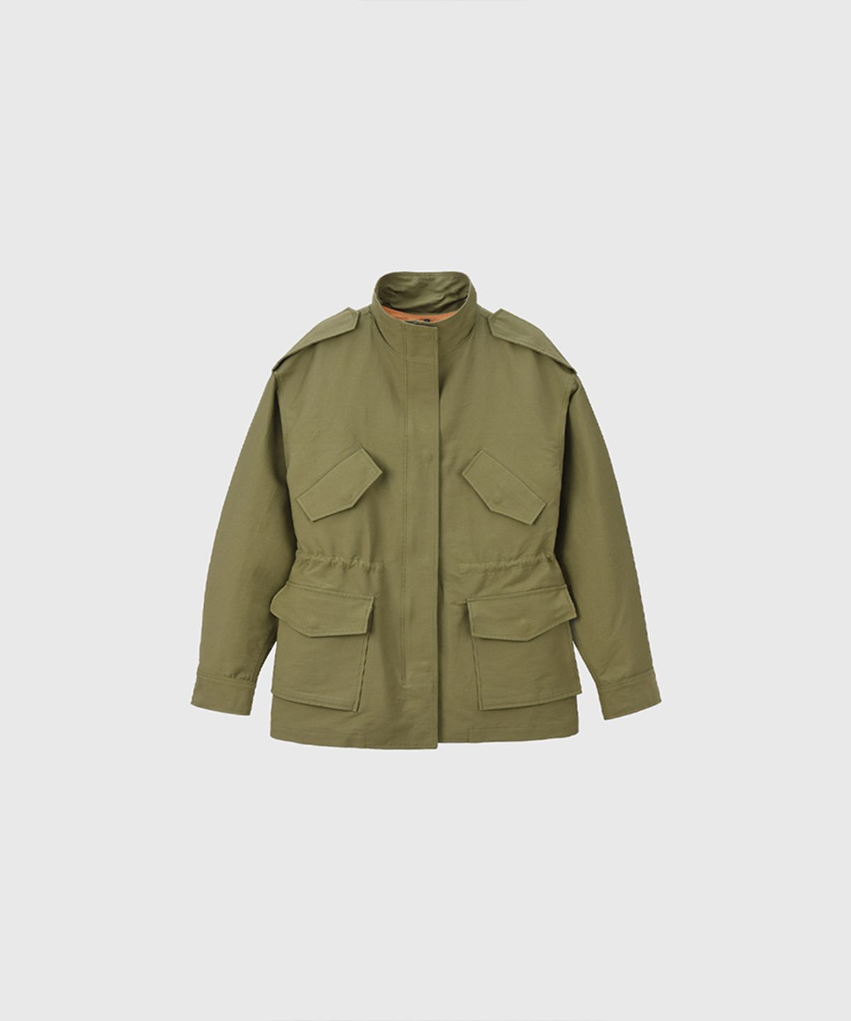 퀸스래빗(Q'SRB) Airy Drawstring Highneck Jumper - KHAKI