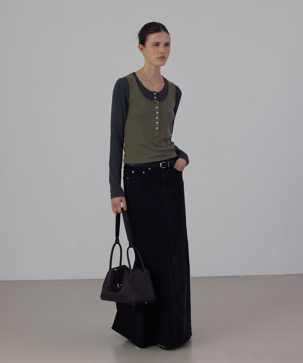 퀸스래빗(Q'SRB) Long Slit Denim Skirt_Light Blue_4colors