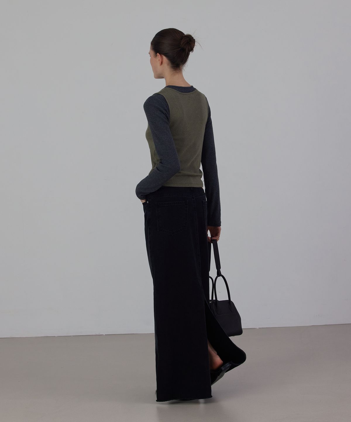 퀸스래빗(Q'SRB) Long Slit Denim Skirt_Light Blue_4colors