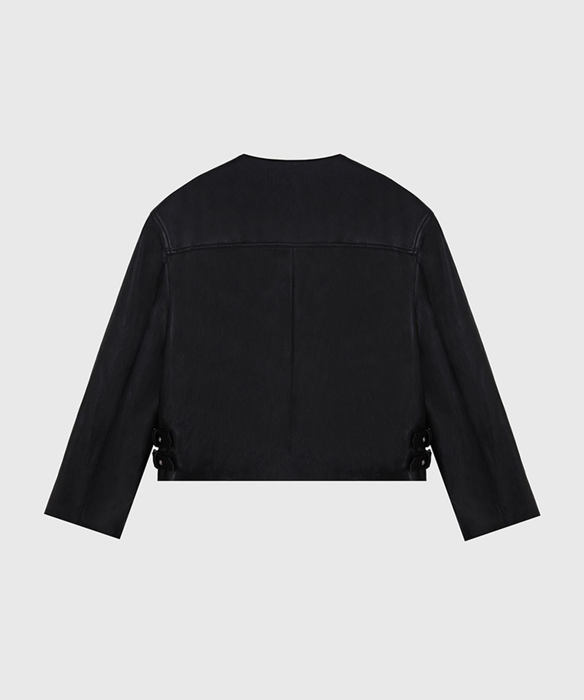 퀸스래빗(Q'SRB) Round neck Leather Snap Jacket