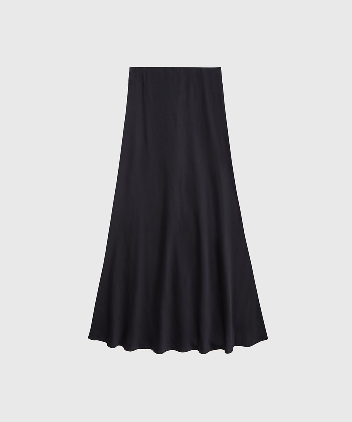 퀸스래빗(Q'SRB) Silky Satin Hidden-banding Draping Long Skirt