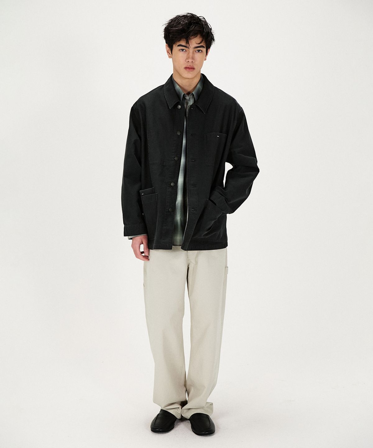 셔터(SHIRTER) OVERSIZED FRENCH MOLESKIN JACKET (BLACK)