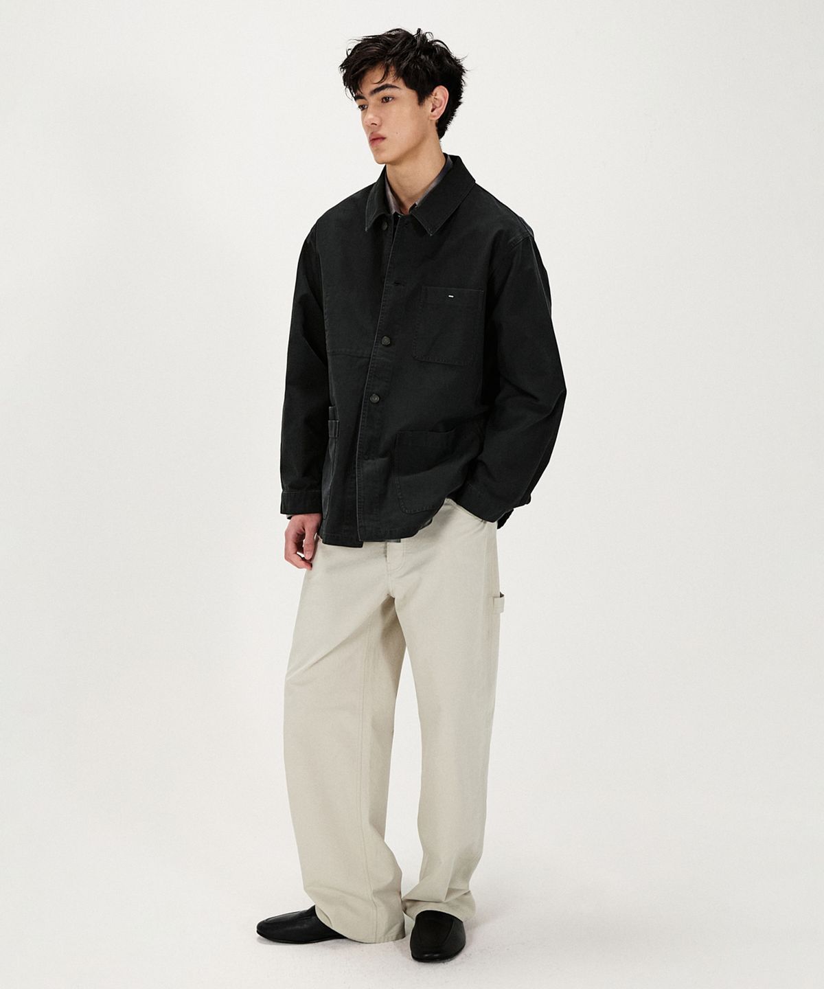 셔터(SHIRTER) OVERSIZED FRENCH MOLESKIN JACKET (BLACK)