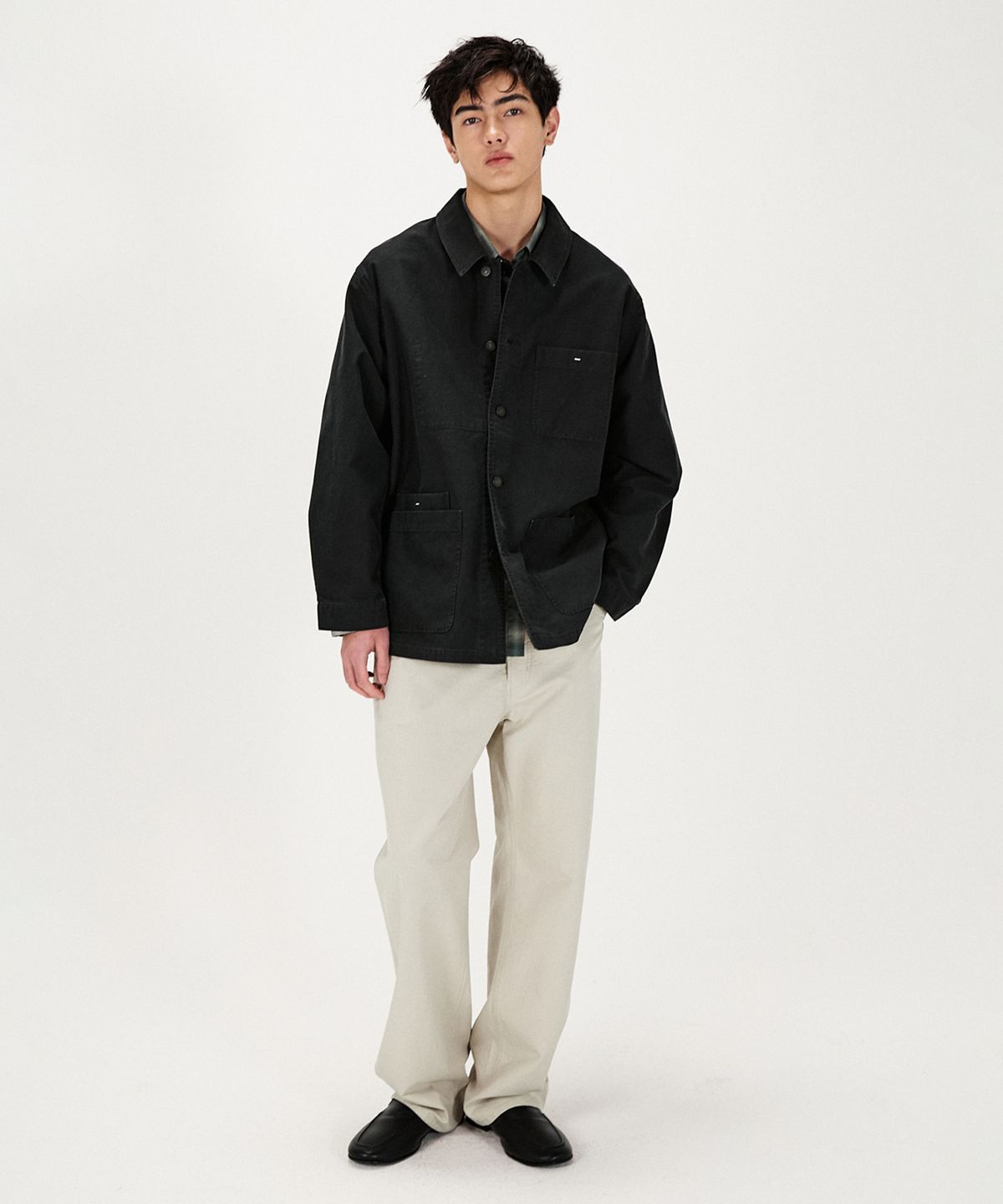 셔터(SHIRTER) OVERSIZED FRENCH MOLESKIN JACKET (BLACK)