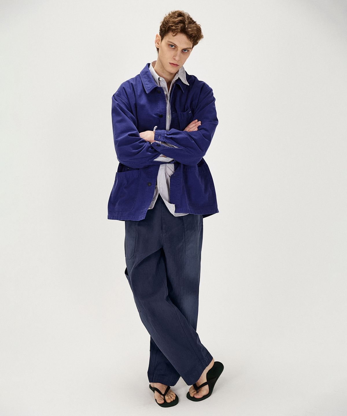 셔터(SHIRTER) OVERSIZED FRENCH MOLESKIN JACKET (BLUE)