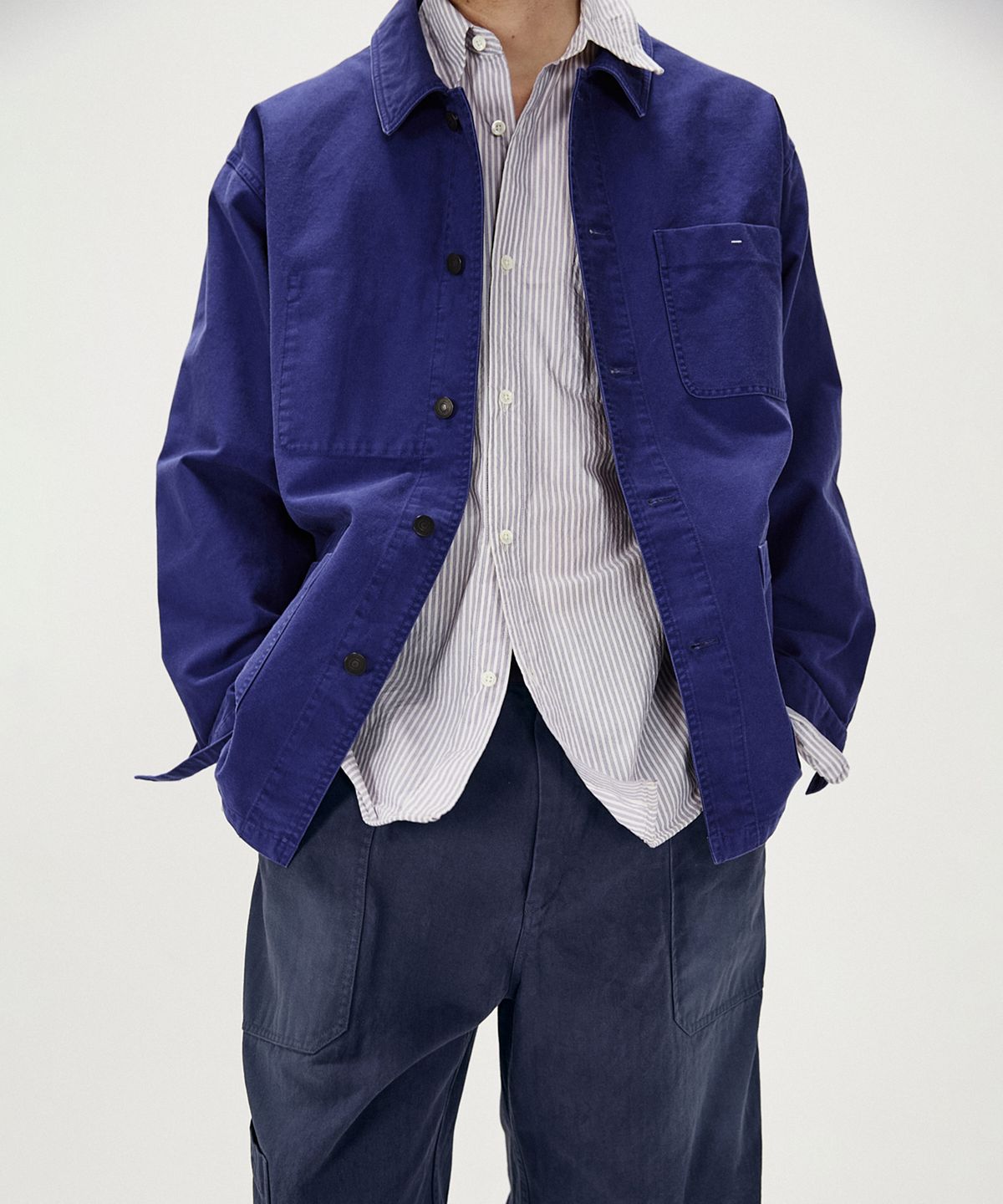 셔터(SHIRTER) OVERSIZED FRENCH MOLESKIN JACKET (BLUE)