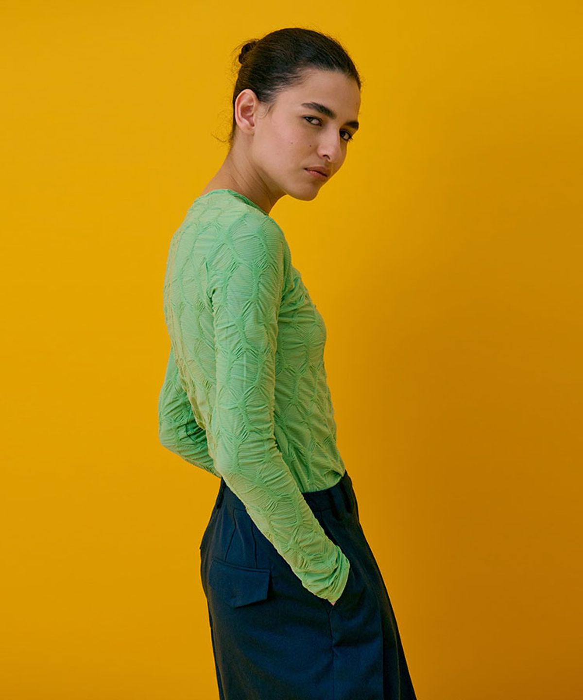 분더캄머(WNDERKAMMER) Crinkle T-Shirt_Light Green(크링클 티셔츠_라이트 그린)