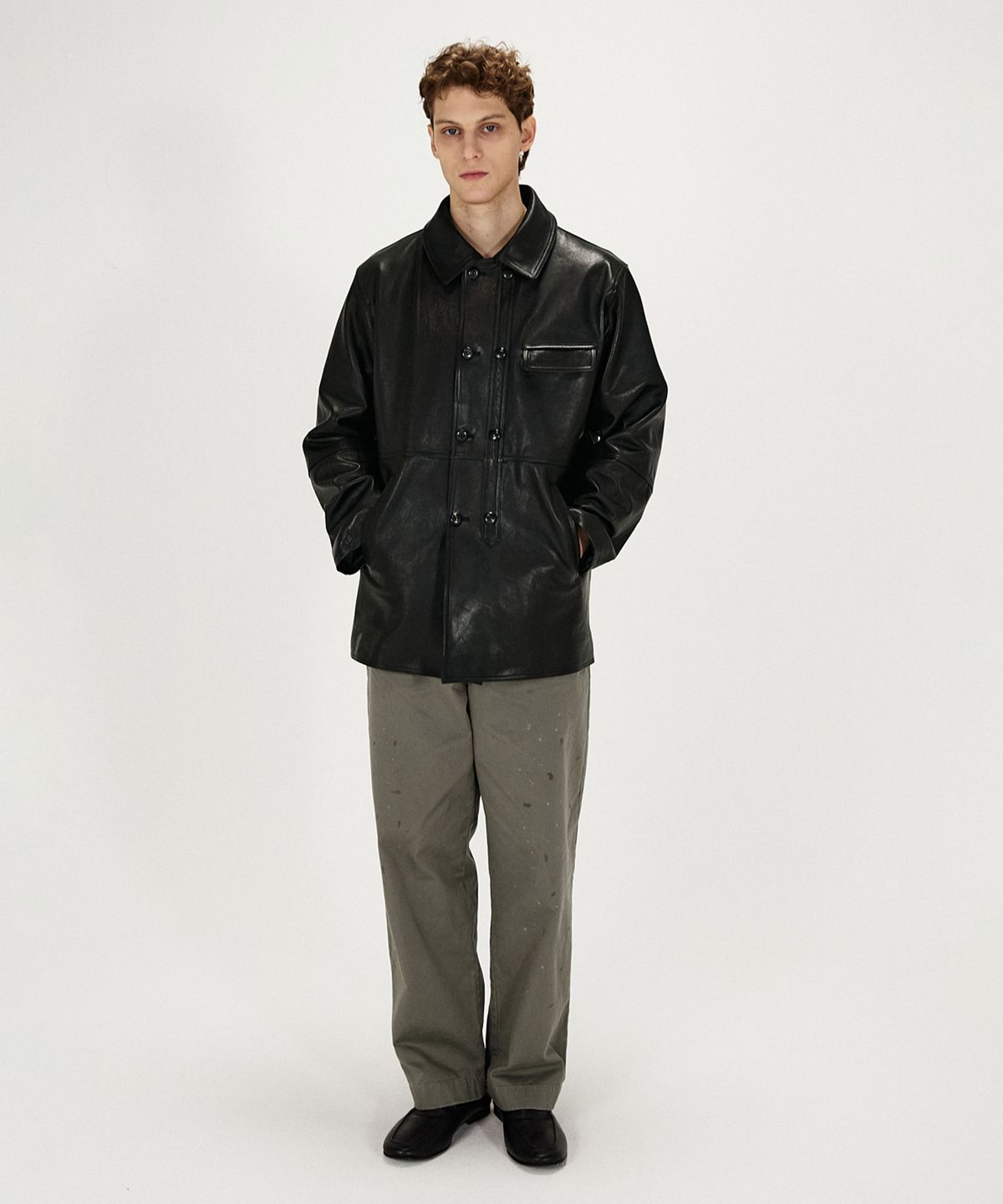 셔터(SHIRTER) LC LEATHER CAR COAT (BLACK)
