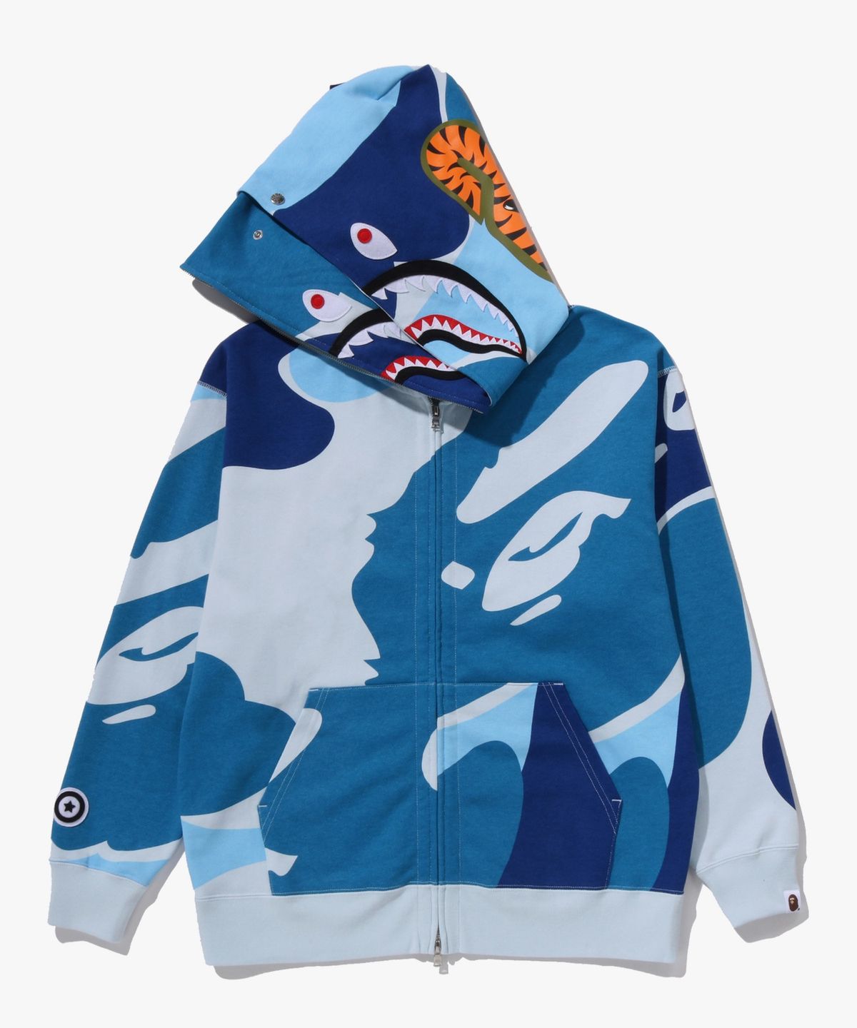 베이프(BAPE) 메가 ABC 카모 더블 샤크 릴렉스드 핏 풀 집 후드(M) BLUE