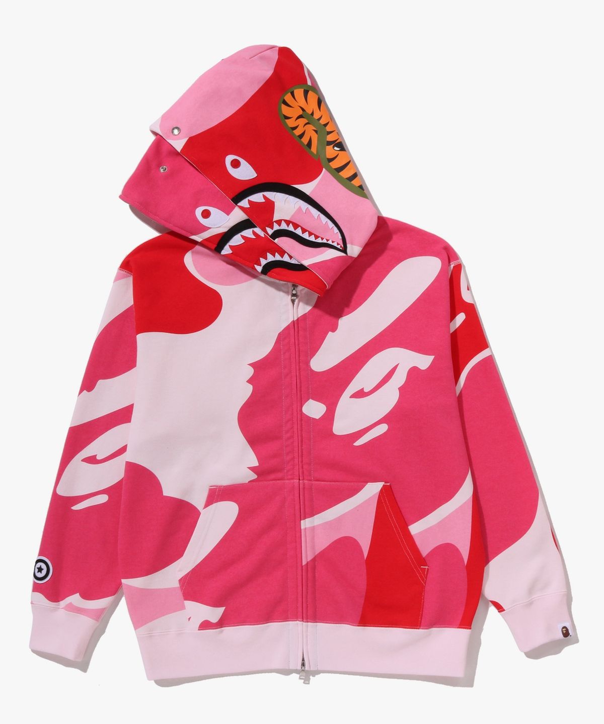 베이프(BAPE) 메가 ABC 카모 더블 샤크 릴렉스드 핏 풀 집 후드(M) PINK