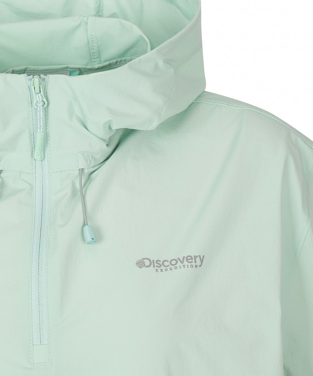 디스커버리 익스페디션(DISCOVERY EXPEDITION) 여성 프레시벤트 경량 우븐 트레이닝 반팔 후드 아노락 (L/MINT)