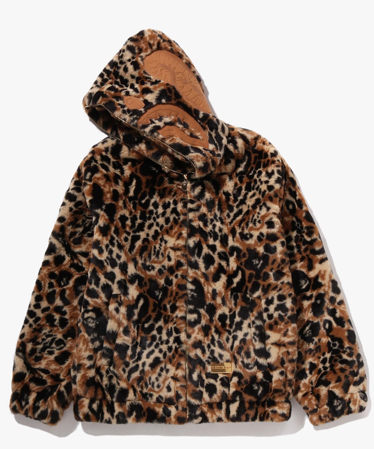 베이프(BAPE) 와일드 레오파드 패턴 포우 퍼 샤크 풀 집 자켓(M) BEIGE