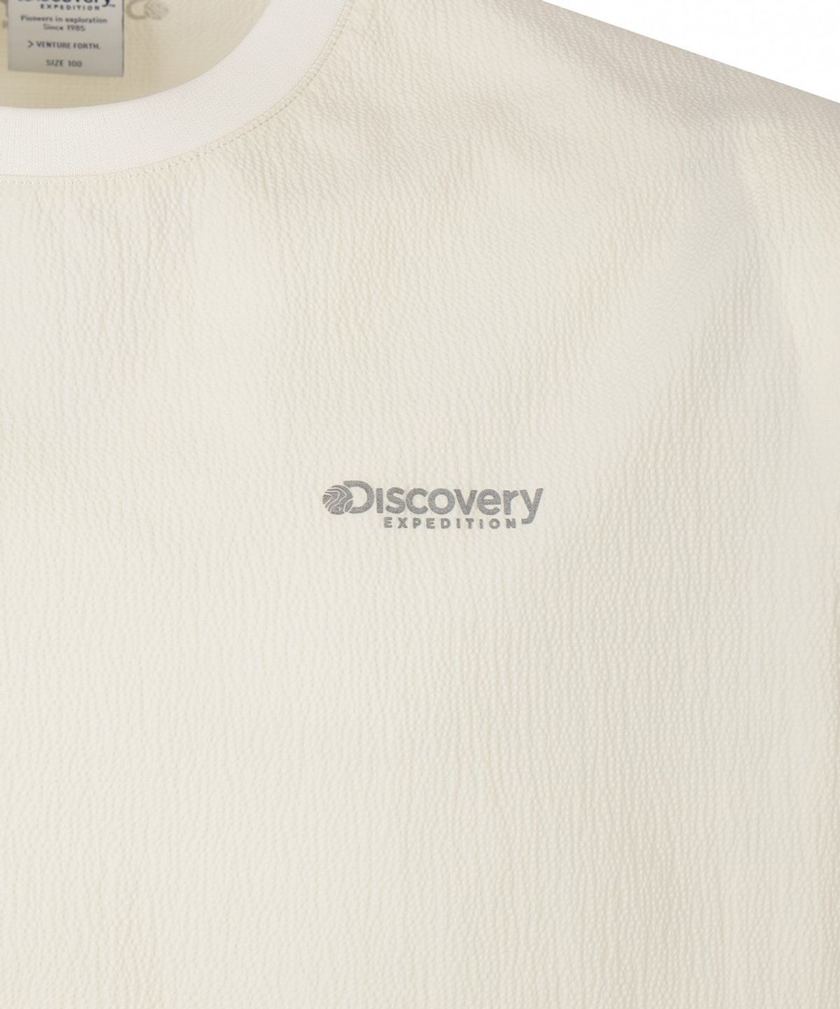 디스커버리 익스페디션(DISCOVERY EXPEDITION) 남성 시어서커 우븐 반팔티셔츠 (IVORY)