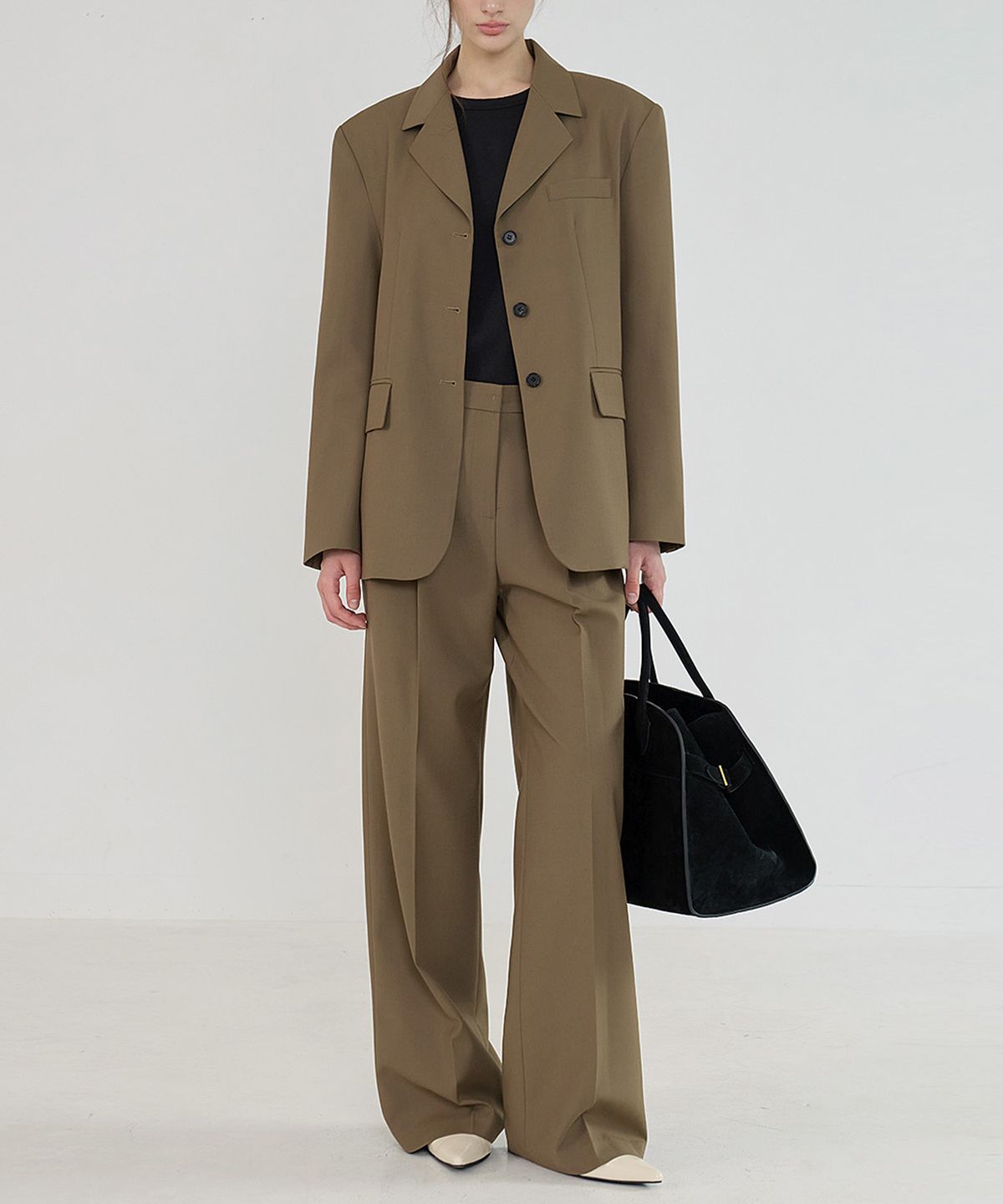 퀸스래빗(Q'SRB) Low Rise Wide-Tuck Set Slacks