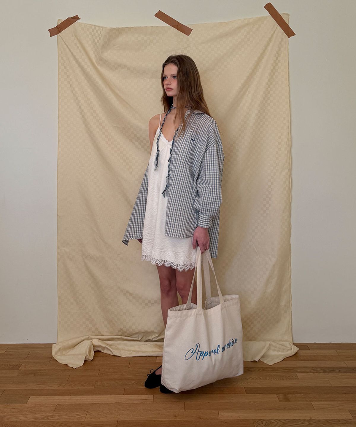 어패럴아카이브(APPAREL ARCHIVE) Breeze seersucker check shirt - Ivory